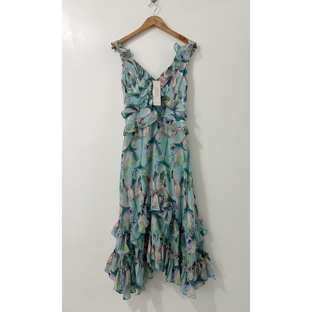 Adrianna Papell Pastel Floral Ruffled Midi Dress - Picture 4 of 13